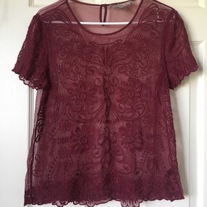 Sheer red blouse- forever 21